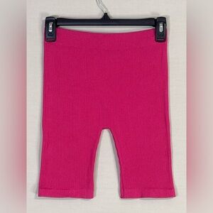 Zara Limitless Contour Pink Ribbed Biker Shorts M High Rise Stretch